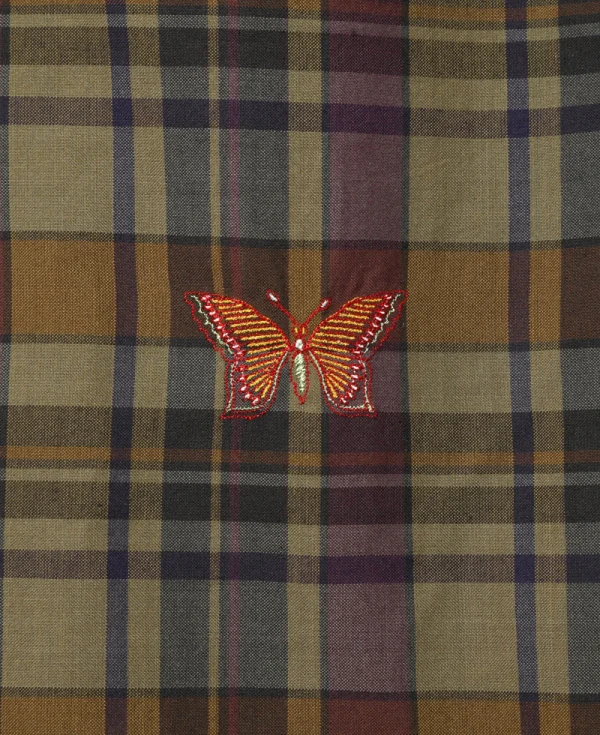 NEEDLES String Easy Pant - Embroidered Madras Plaid Brown