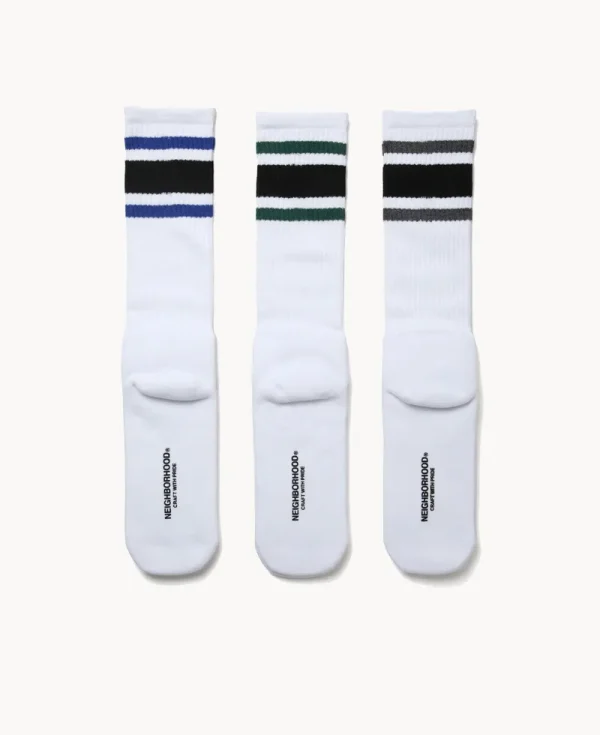 NEIGHBORHOOD Classic 3Pack Socks – White