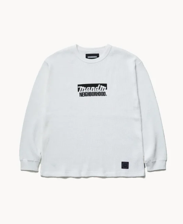 NEIGHBORHOOD NH x M&amp;M. Waffle LS Crewneck – White