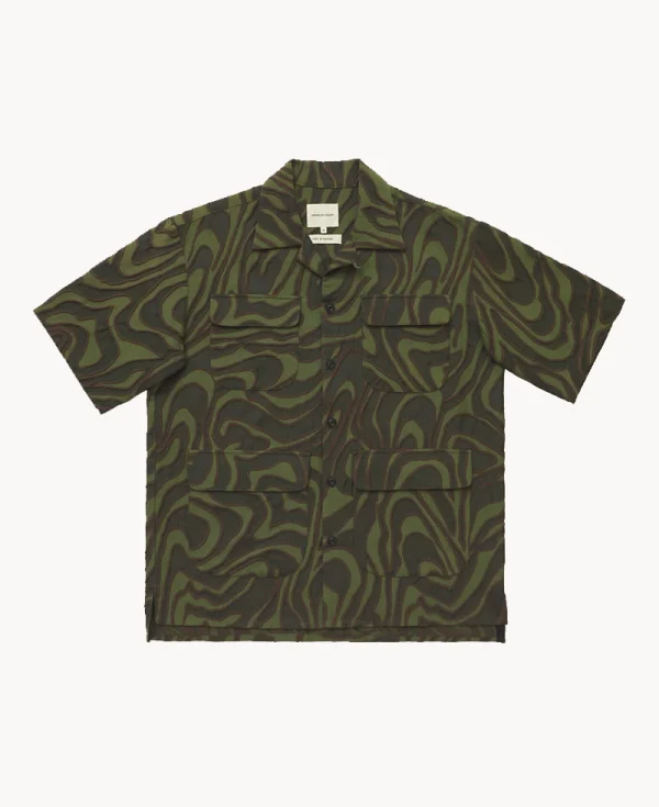 NICHOLAS DALEY Aloha Shirt - Olive