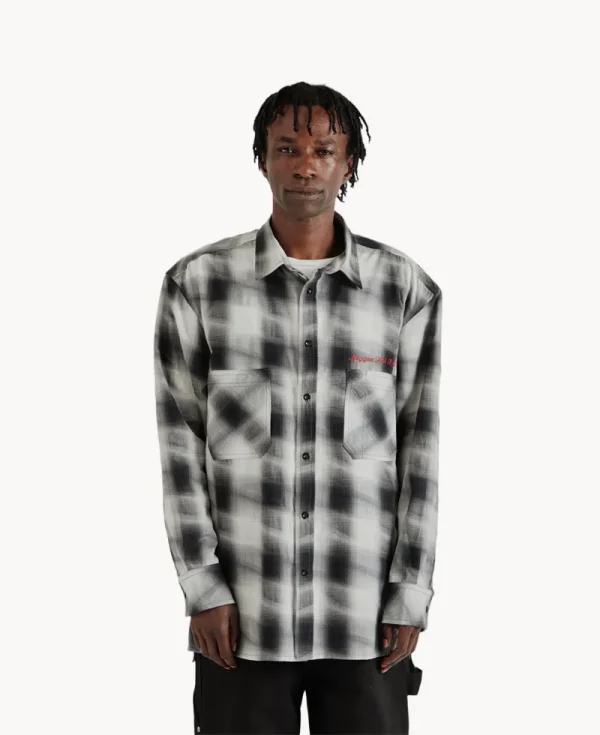 NICHOLAS DALEY Deecee Shirt – Black Ombre Plaid