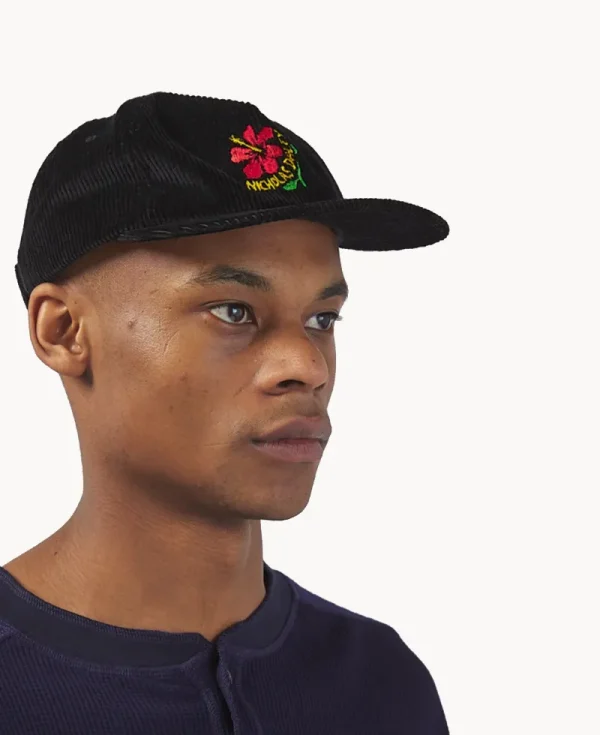 NICHOLAS DALEY Hibiscus Cap – Black Corduroy