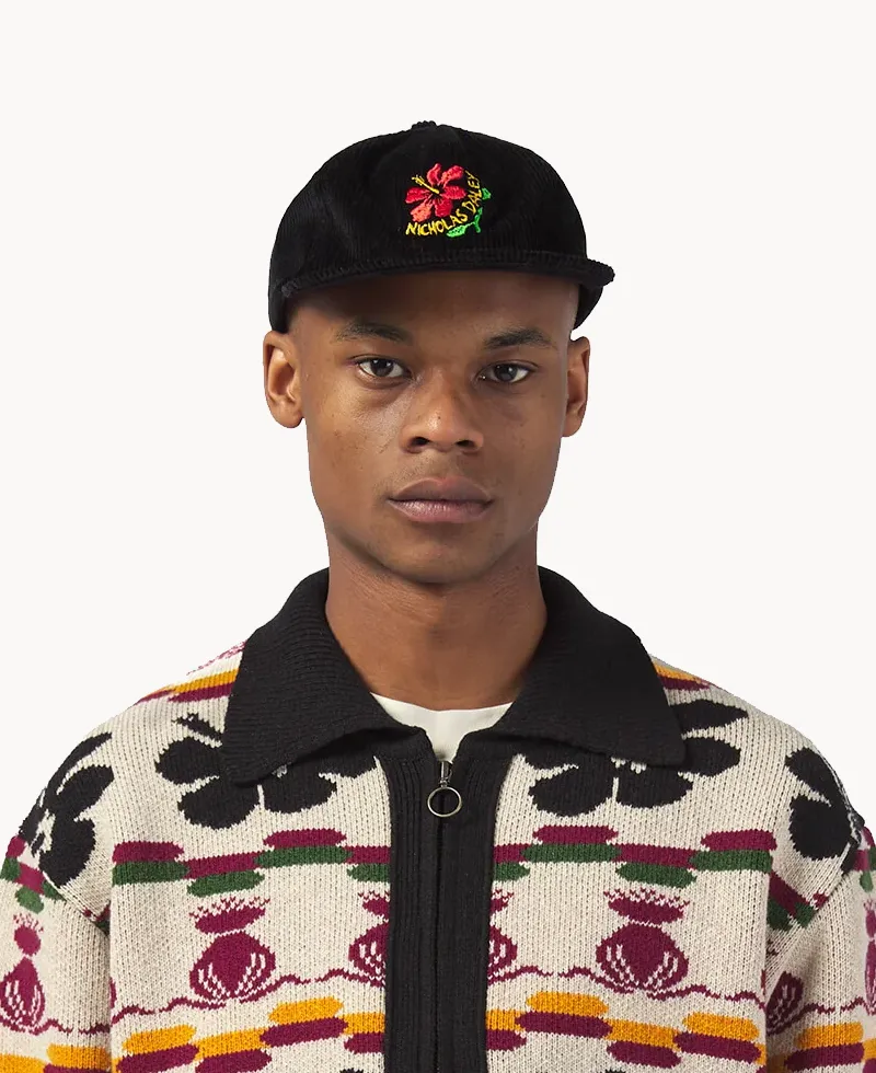 NICHOLAS DALEY Hibiscus Cap – Black Corduroy NICHOLAS DALEY Hibiscus Cap – Black Corduroy