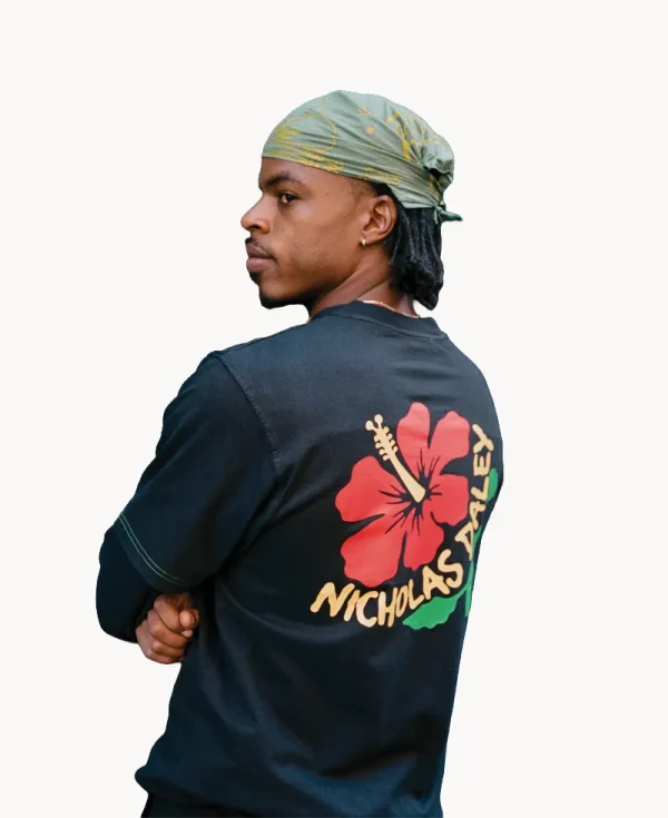NICHOLAS DALEY Hibiscus Tee – Black 7oz Jersey