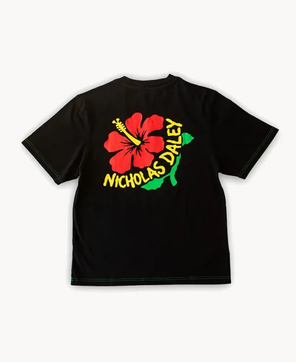 NICHOLAS DALEY Hibiscus Tee – Black 7oz Jersey