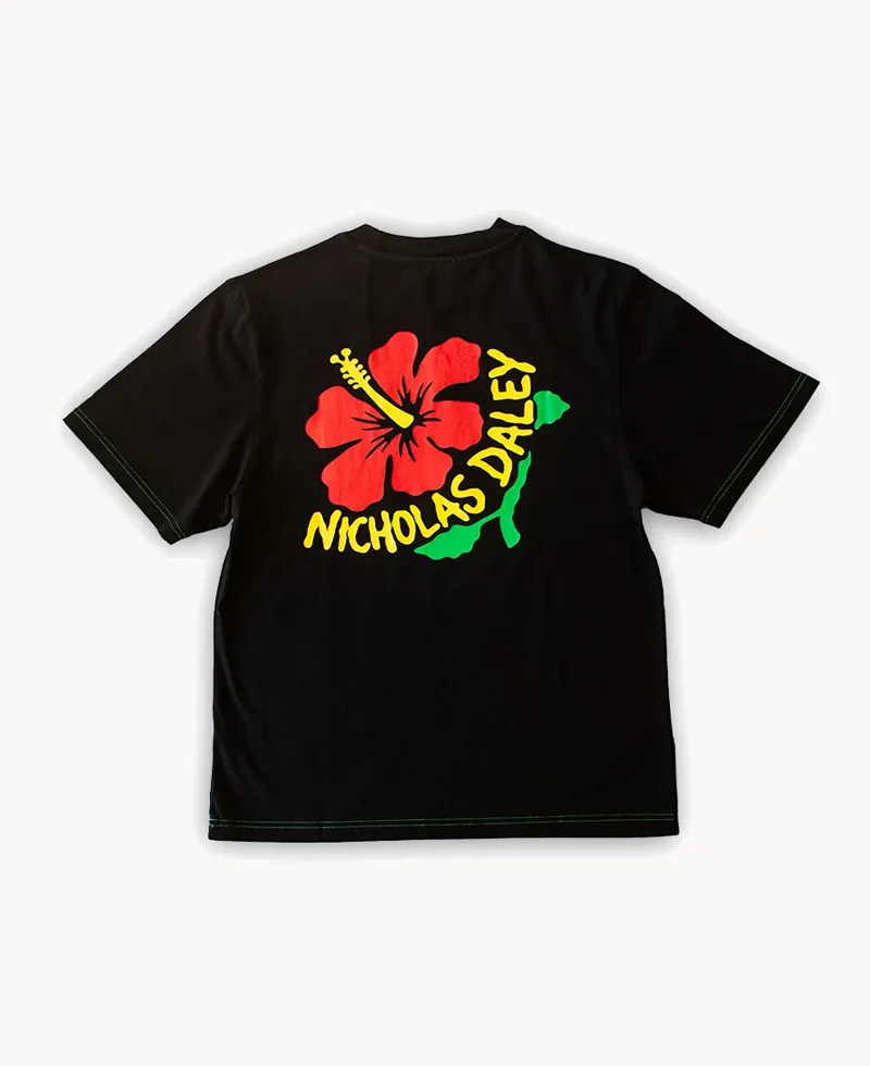 NICHOLAS DALEY Hibiscus Tee – Black 7oz Jersey (4) NICHOLAS DALEY Hibiscus Tee – Black 7oz Jersey