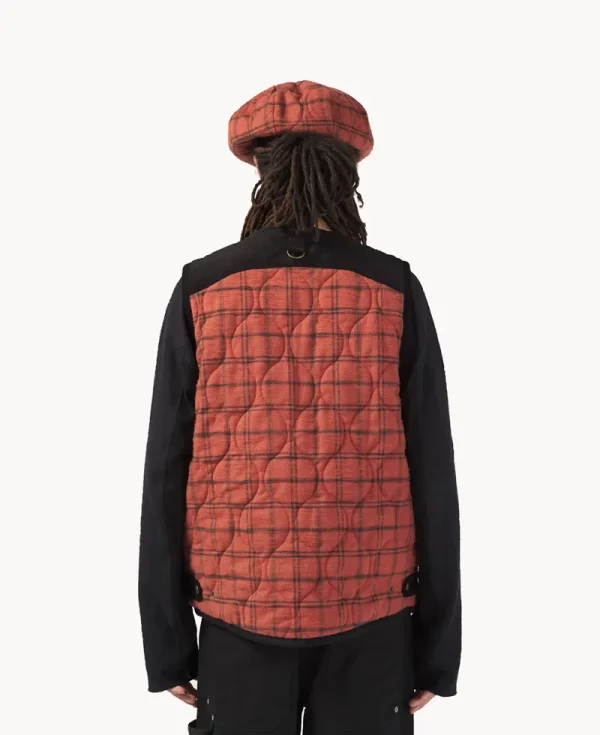NICHOLAS DALEY LAVENHAM Riot Gilet – Burnt Red Rebel Plaid