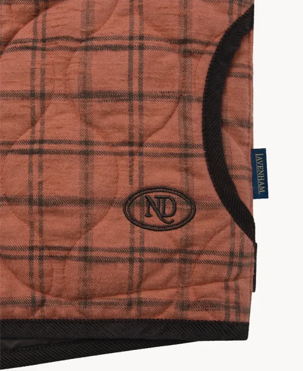 NICHOLAS DALEY LAVENHAM Riot Gilet – Burnt Red Rebel Plaid