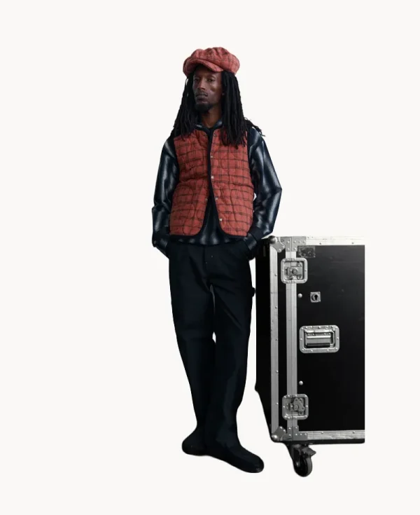 NICHOLAS DALEY LAVENHAM Riot Gilet – Burnt Red Rebel Plaid