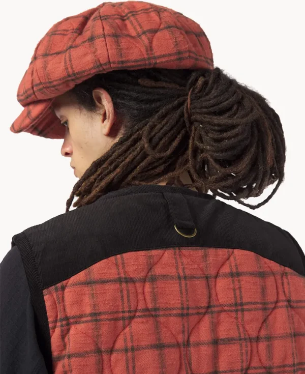 NICHOLAS DALEY LAVENHAM Riot Gilet – Burnt Red Rebel Plaid