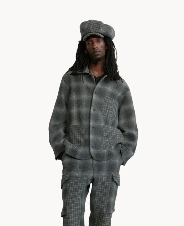 NICHOLAS DALEY Rebel Chore Coat – Grey Merino Check