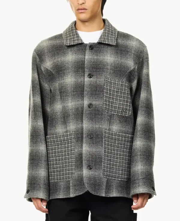 NICHOLAS DALEY Rebel Chore Coat – Grey Merino Check