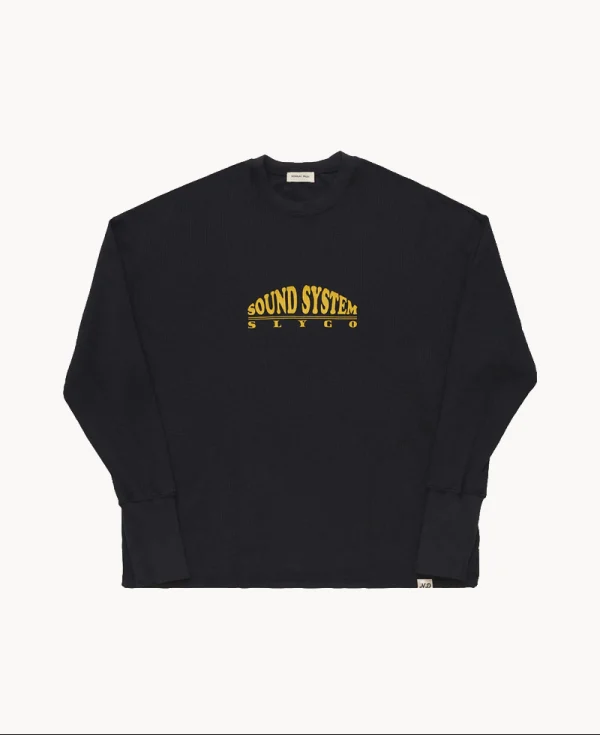 NICHOLAS DALEY Slygo Waffle Crewneck - Black )