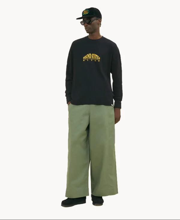 NICHOLAS DALEY Slygo Waffle Crewneck - Black )