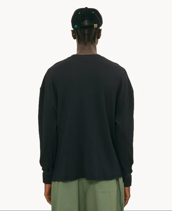 NICHOLAS DALEY Slygo Waffle Crewneck - Black )