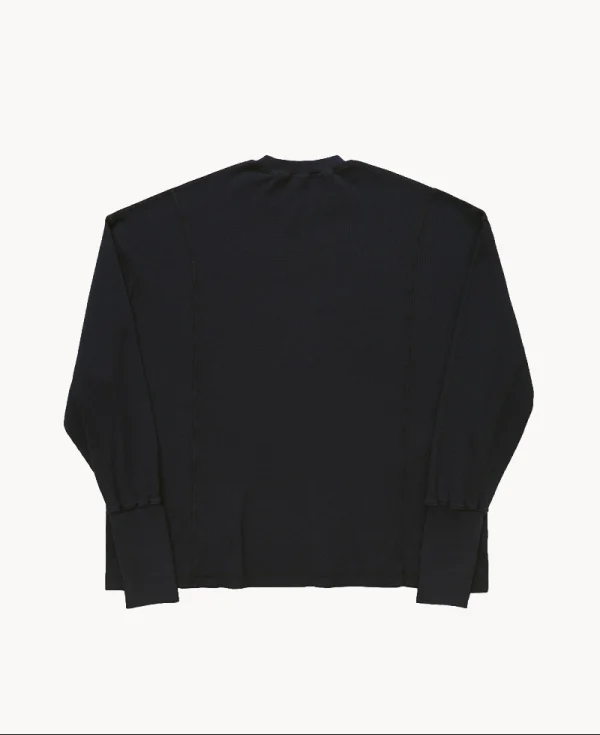 NICHOLAS DALEY Slygo Waffle Crewneck - Black )