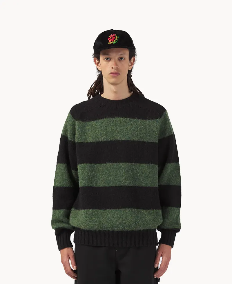 NICHOLAS DALEY Striped Jumper – Black Green Shetland 4 Ply NICHOLAS DALEY Striped Jumper – Black Green Shetland 4 Ply
