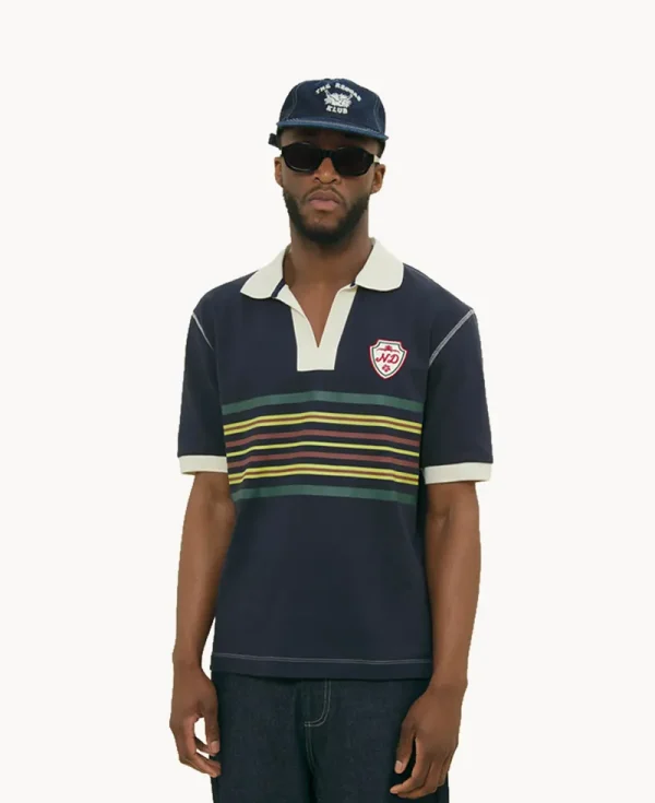 NICHOLAS DALEY Striped Rugby Polo