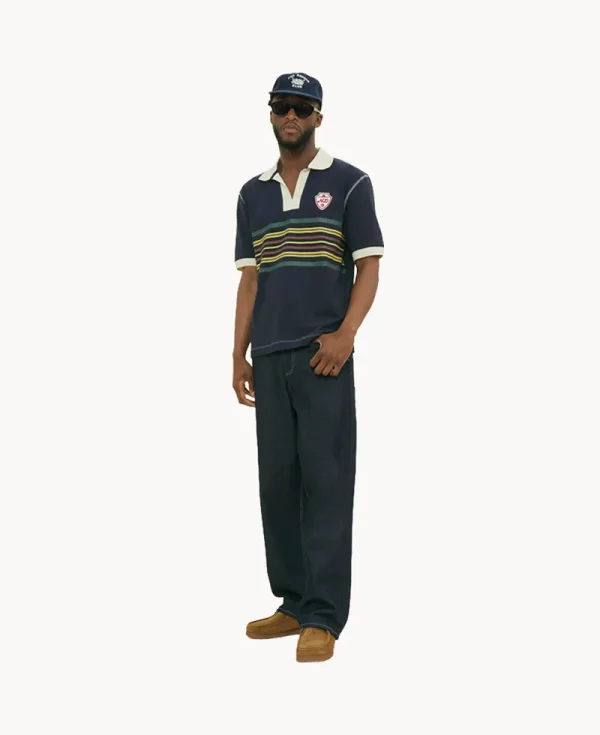 NICHOLAS DALEY Striped Rugby Polo