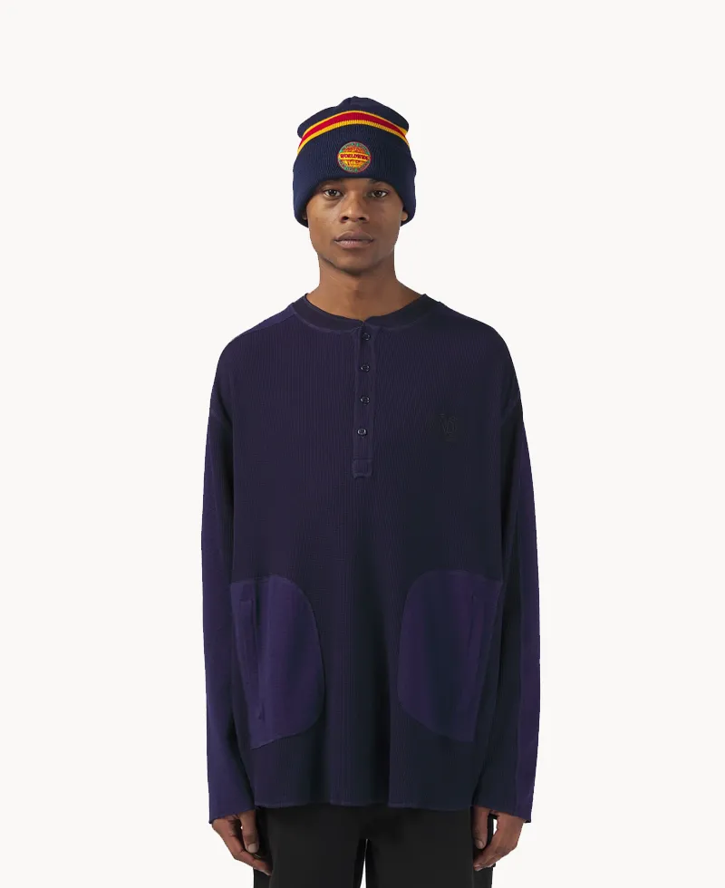 NICHOLAS DALEY Two Pocket Henley – Midnight Combo Waffle Jersey NICHOLAS DALEY Two Pocket Henley – Midnight Combo Waffle Jersey