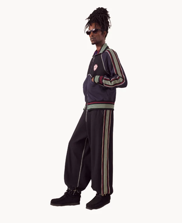 NICHOLAS DALEY Wide Leg Track Pant - Black Navy