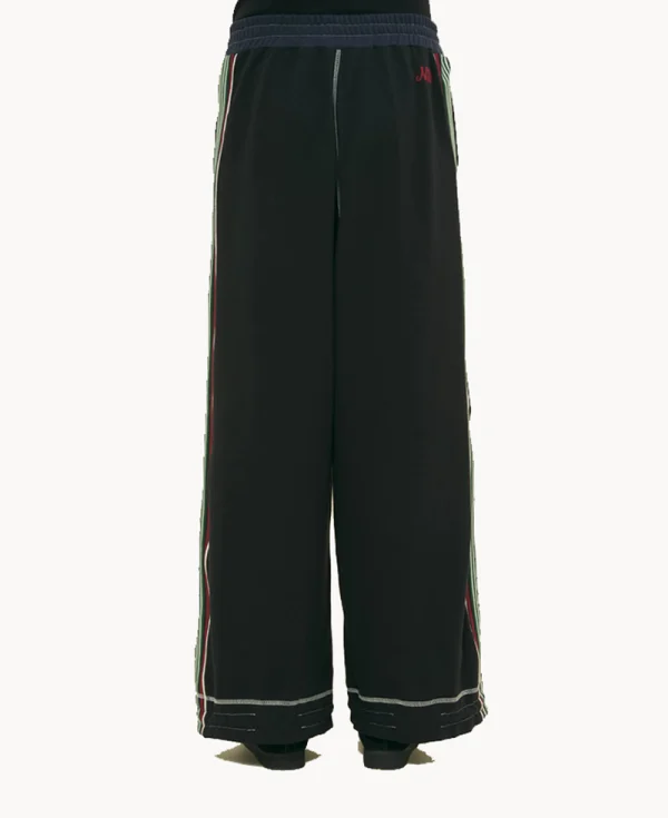 NICHOLAS DALEY Wide Leg Track Pant - Black Navy