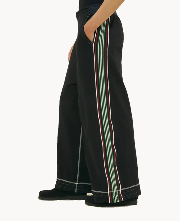 NICHOLAS DALEY Wide Leg Track Pant - Black Navy