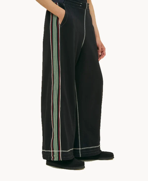 NICHOLAS DALEY Wide Leg Track Pant - Black Navy