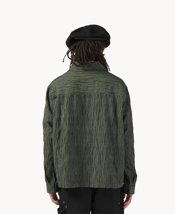 NICHOLAS DALEY Workers Shirt – Green Tucked Dobby Stripe