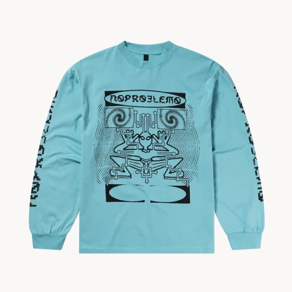 NO PROBLEMO Braniac LS Tee – Aqua