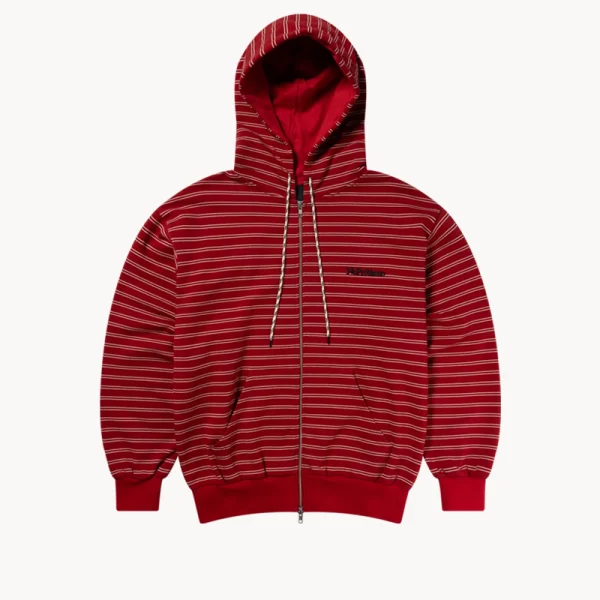 NO PROBLEMO Mini Problemo Stripe Zip Hoodie – Red
