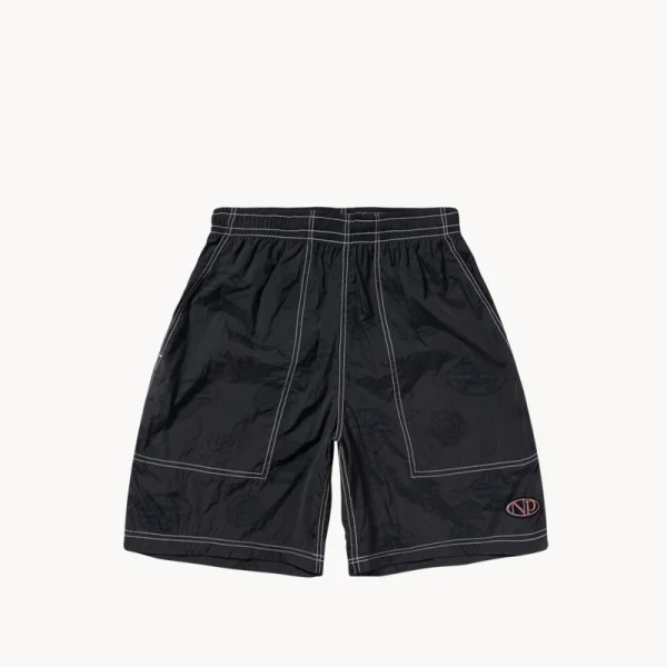 NO PROBLEMO Space Travel Nylon Shorts – Black