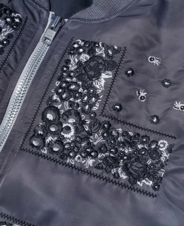NOMARHYTHM TEXTILE Bandana Embroidery Flight Jacket – Gray
