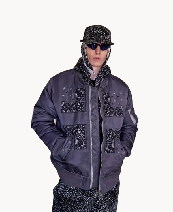 NOMARHYTHM TEXTILE Bandana Embroidery Flight Jacket – Gray