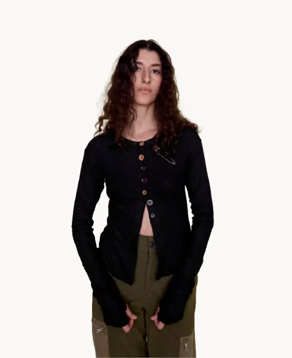 NOMARHYTHM TEXTILE Multi Button Rib Cardigan – Brown