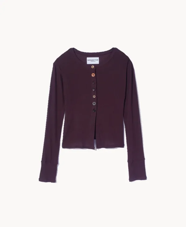 NOMARHYTHM TEXTILE Multi Button Rib Cardigan – Brown