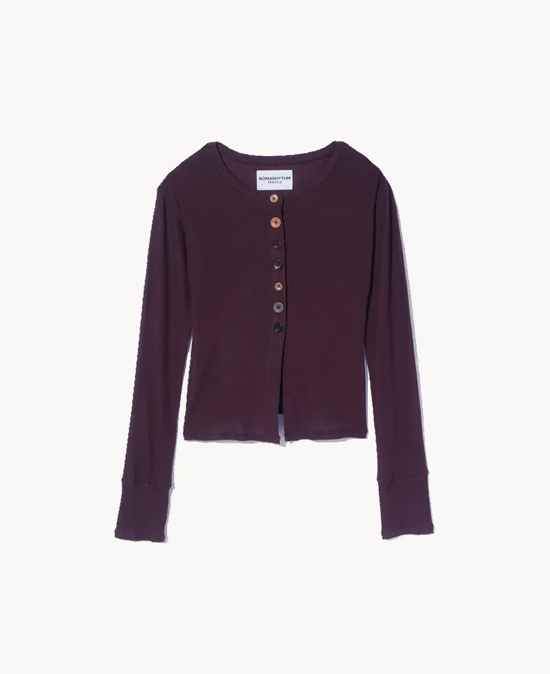 NOMARHYTHM Multi Button Rib Cardigan – Brown NOMARHYTHM TEXTILE Multi Button Rib Cardigan – Brown
