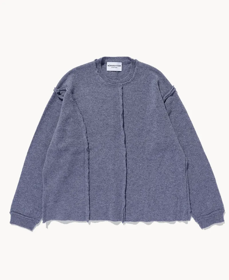 NOMARHYTHM Patchwork Cut-off Sweater – Gray NOMARHYTHM TEXTILE Patchwork Cut-off Sweater – Gray