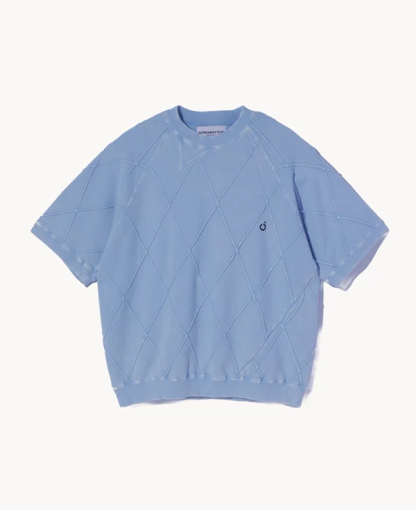 NOMARHYTHM TEXTILE Hand Dye Diamond-Stitch Twist SS Sweat Lt Blue