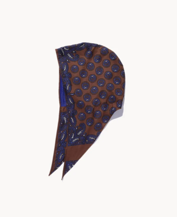 NOMARHYTHM TEXTILE Paisley Silk Hoody Scarf Brown