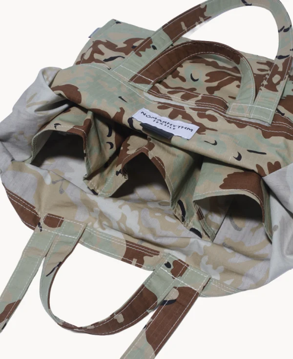 NOMARHYTHM TEXTILE x Speakeasy Camo Flower 2-Handle Tote Bag Beige
