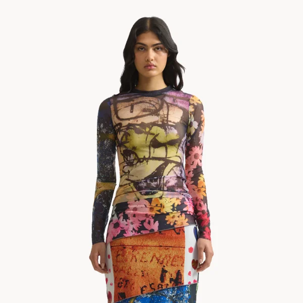 PAM Joshua Gordon Photo Mesh Top - Multi