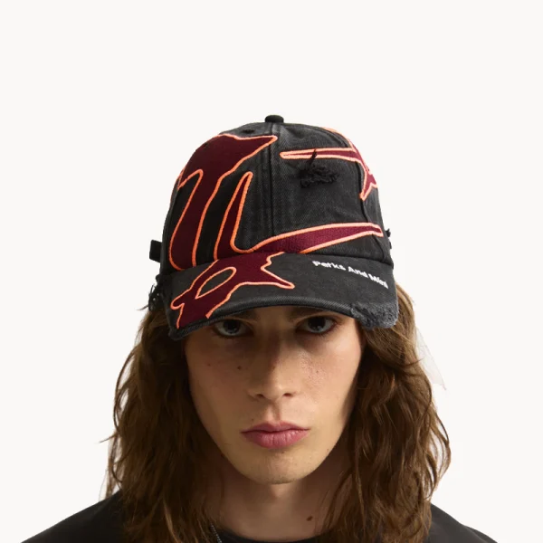 PAM Seven Eighths Baseball Cap - Black Wash Deep Red