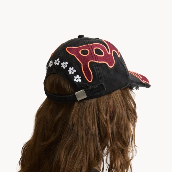 PAM Seven Eighths Baseball Cap - Black Wash Deep Red