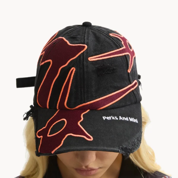 PAM Seven Eighths Baseball Cap - Black Wash Deep Red
