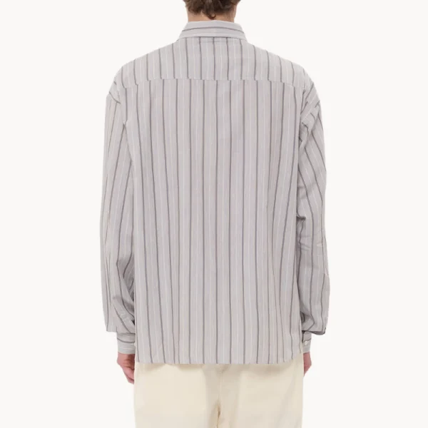 RANRA Field Stripy Cotton Silk LS Shirt – Khaki Ivory