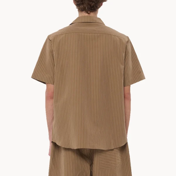 RANRA Sun Stripy Cotton Linen SS Shirt – Roasted Russet Ecru