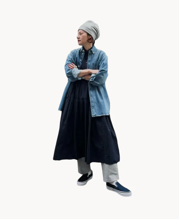 RHODOLIRION Button-down Shirt - Damaged Denim Indigo
