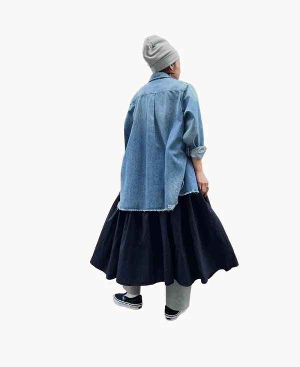 RHODOLIRION Button-down Shirt - Damaged Denim Indigo
