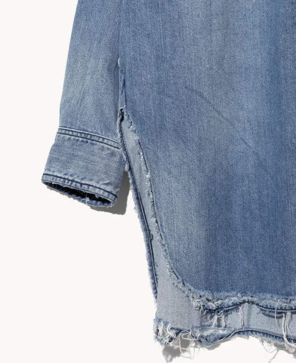 RHODOLIRION Button-down Shirt - Damaged Denim Indigo